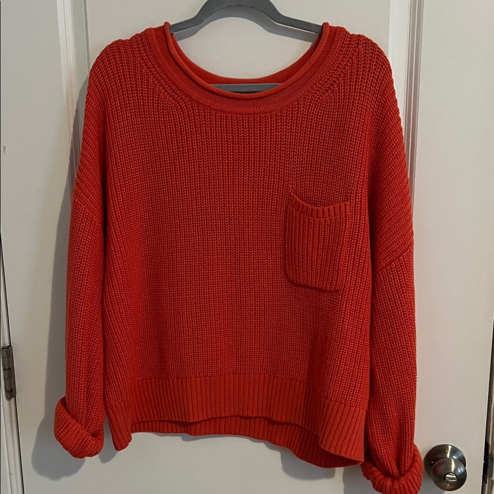 GAP Women’s Cozy Knit Pocket Roll Neck Sweater  - Dark Orange